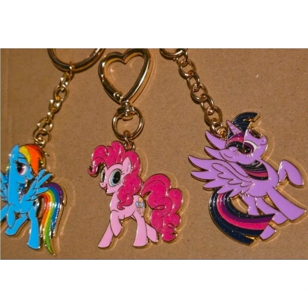 My Little Pony Keychains & Earrings SET Rainbow Dash Pinkie Pie Twilight Sparkle